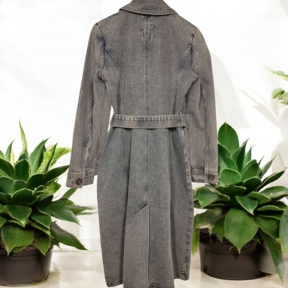 Anthropologie Avec Les Filles Denim Trench Coat Belted Double Breasted. Size M - Picture 10 of 12
